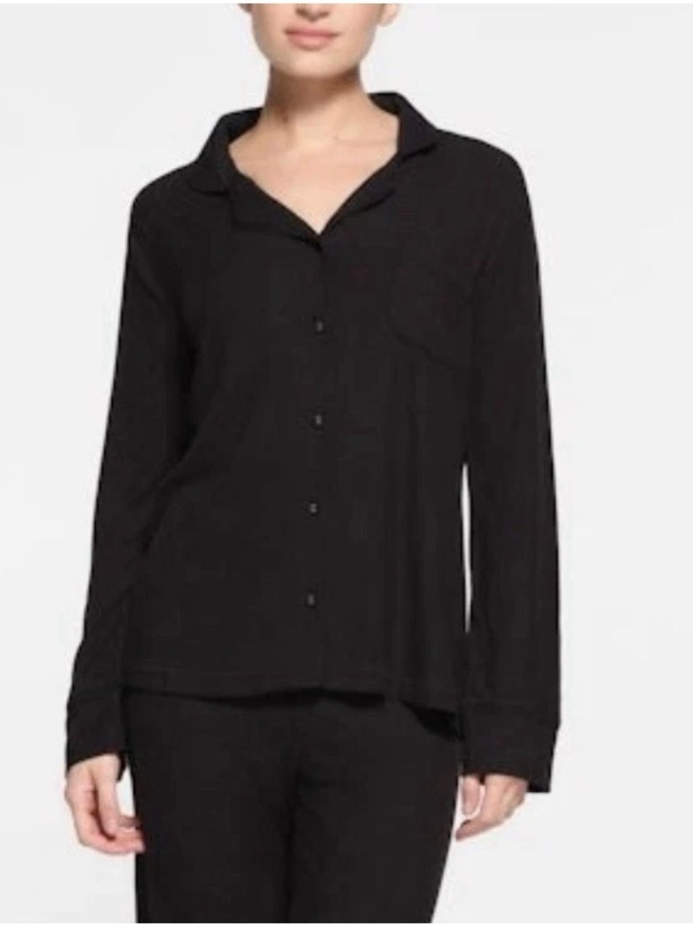 SKIMS Black Button-Front Relaxed Shirt